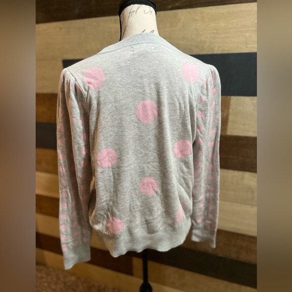 Charter Club women’s large gray and pink polka dots sweater - Picture 5 of 5